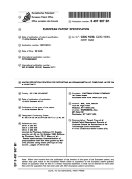 Vapor Depostion Process for Depositing an Organo-Metallic Compound Layer on a Substrate