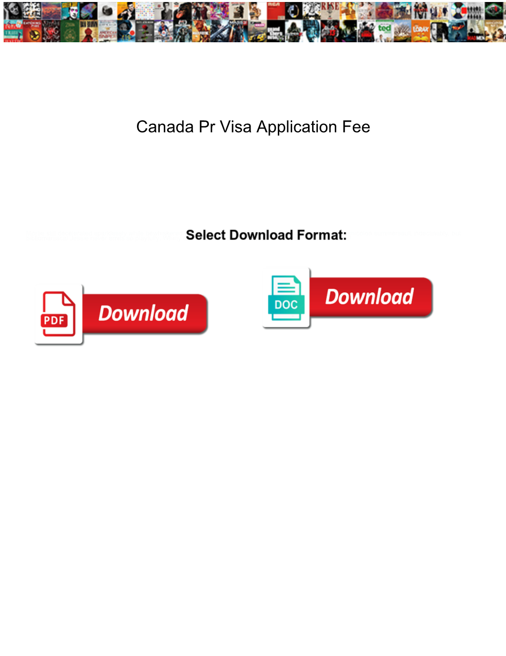 Canada Pr Visa Application Fee