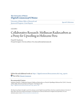 Molluscan Radiocarbon As a Proxy for Upwelling in Holocene Peru Daniel H