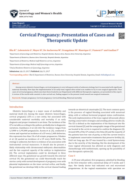 Cervical Pregnancy: Presentation of Cases and Therapeutic Update