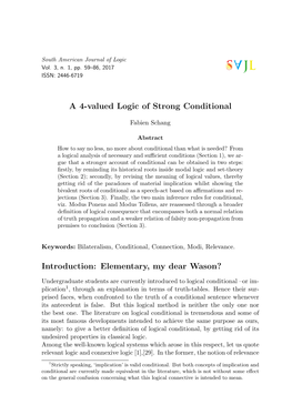 A 4-Valued Logic of Strong Conditional Introduction