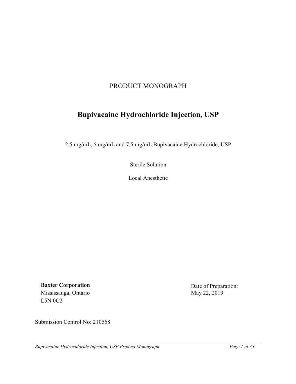 Bupivacaine Hydrochloride Injection, USP