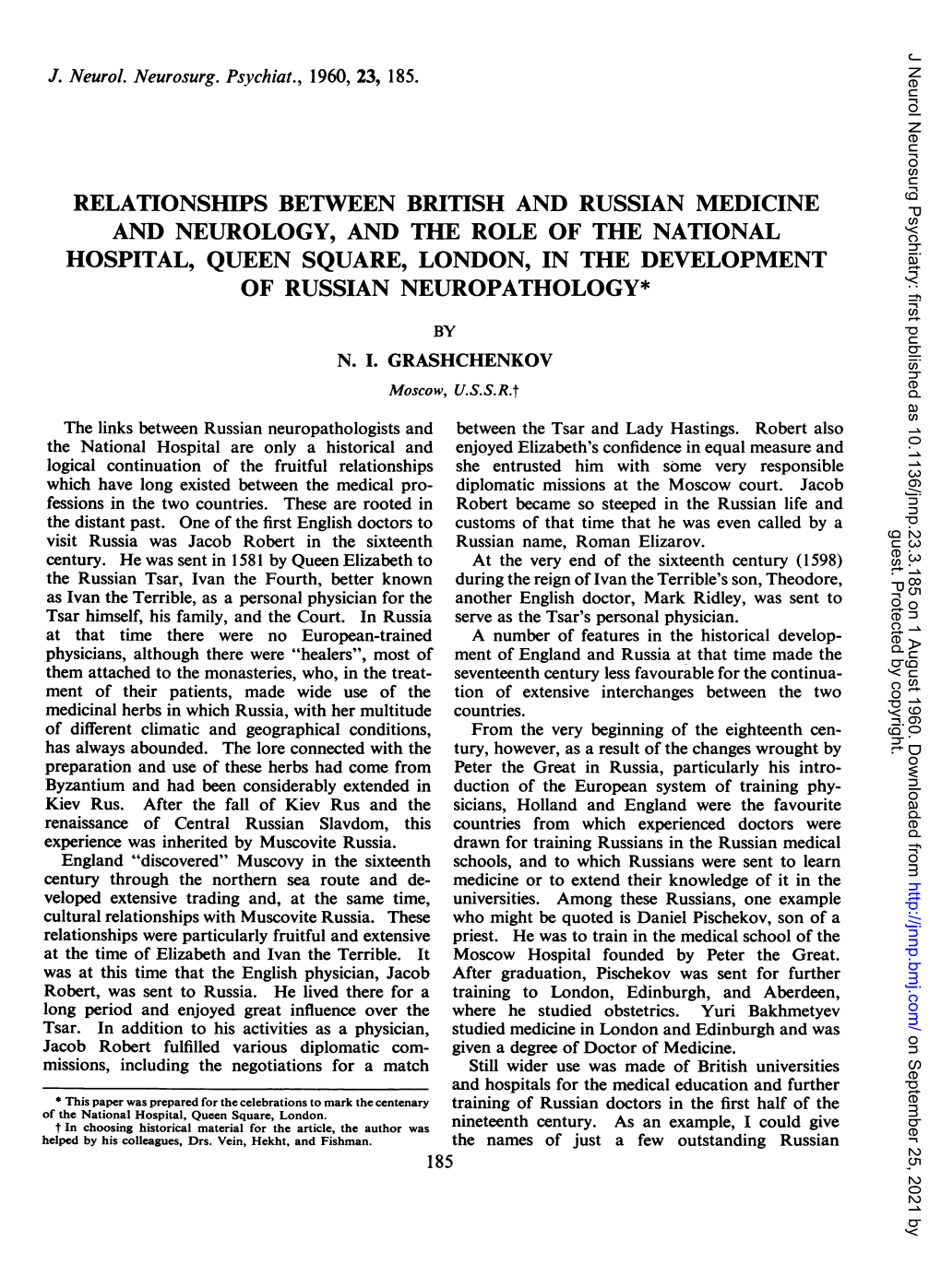 Relationships Between British and Russian Medicine Of