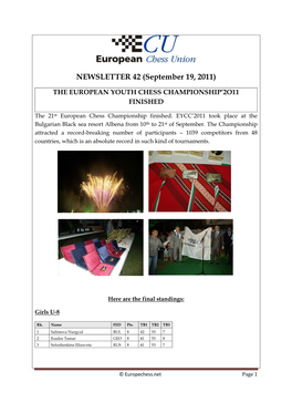 NEWSLETTER 42 (September 19, 2011)