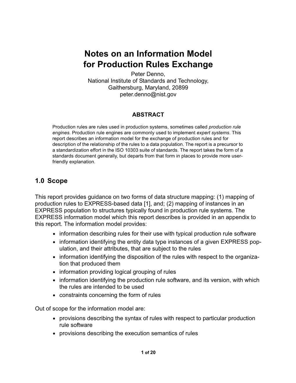 Notes on an Information Model for Production Rules Exchange