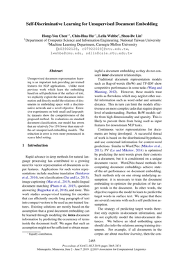 Self-Discriminative Learning for Unsupervised Document Embedding