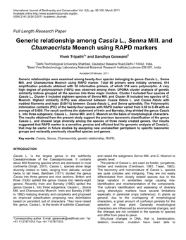 Genetic Relationship Among Cassia L