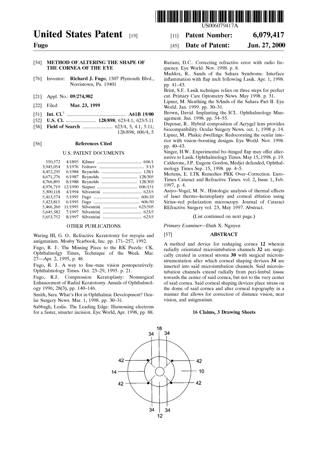 United States Patent (19) 11 Patent Number: 6,079,417 Fugo (45) Date of Patent: Jun