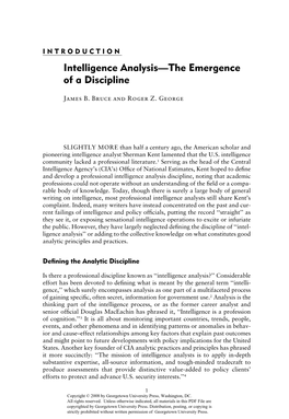 Intelligence Analysis—The Emergence of a Discipline