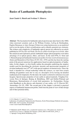 Basics of Lanthanide Photophysics