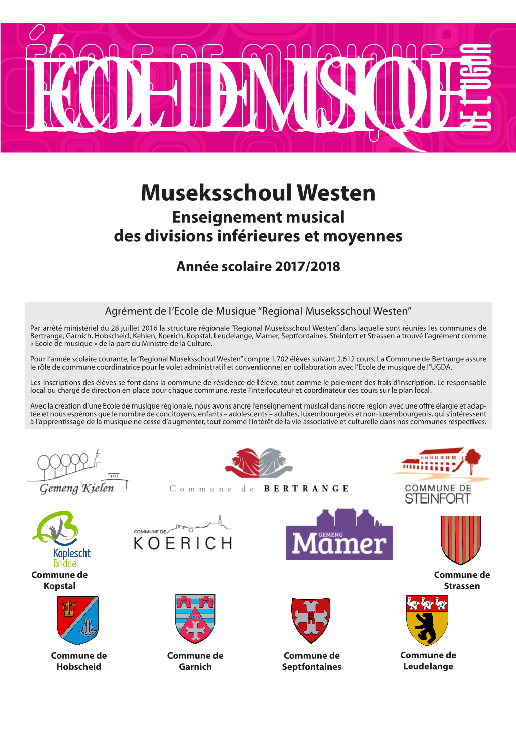 Museksschoul Westen Enseignement Musical Des Divisions Inférieures Et Moyennes Année Scolaire 2017/2018