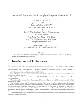 Normal Measures and Strongly Compact Cardinals ∗†
