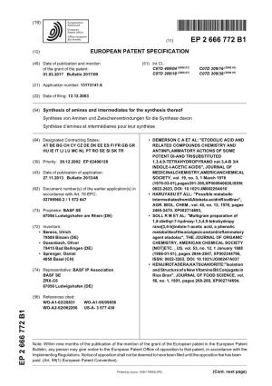 European Patent Office of Opposition to That Patent, in Accordance with the Implementing Regulations