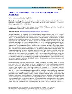 The French Army and the First World War'