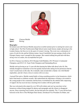 Claressa Shields Sport: Boxing Biography