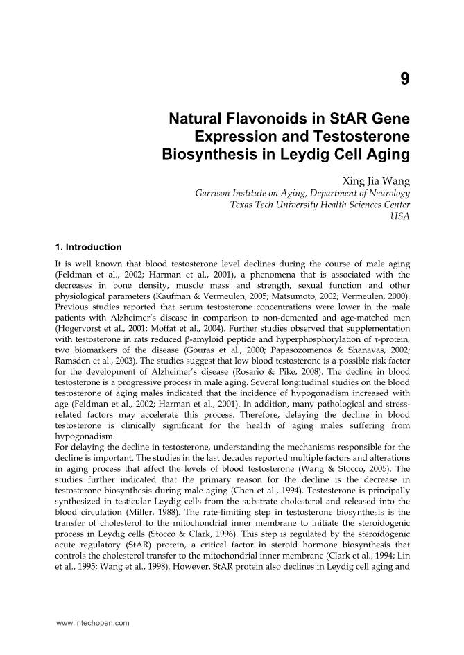 Natural Flavonoids in Star Gene Expression and Testosterone Biosynthesis in Leydig Cell Aging