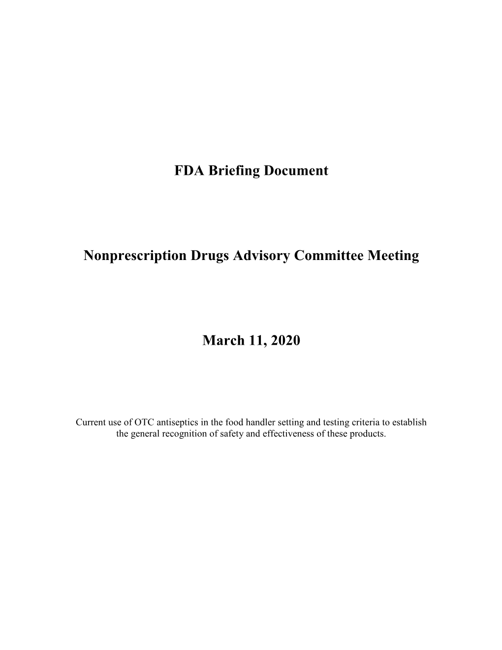 FDA Briefing Document Nonprescription Drugs Advisory