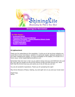 Shininglite Newsletter May 2006