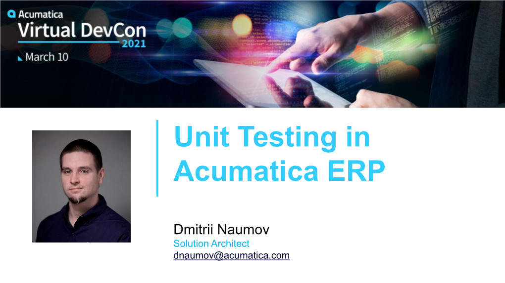 Unit Testing in Acumatica ERP
