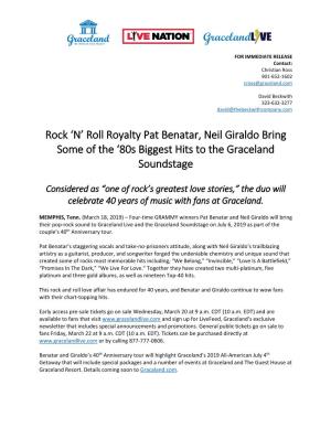 Rock 'N' Roll Royalty Pat Benatar, Neil Giraldo Bring Some of the '80S Biggest Hits to the Graceland Soundstage