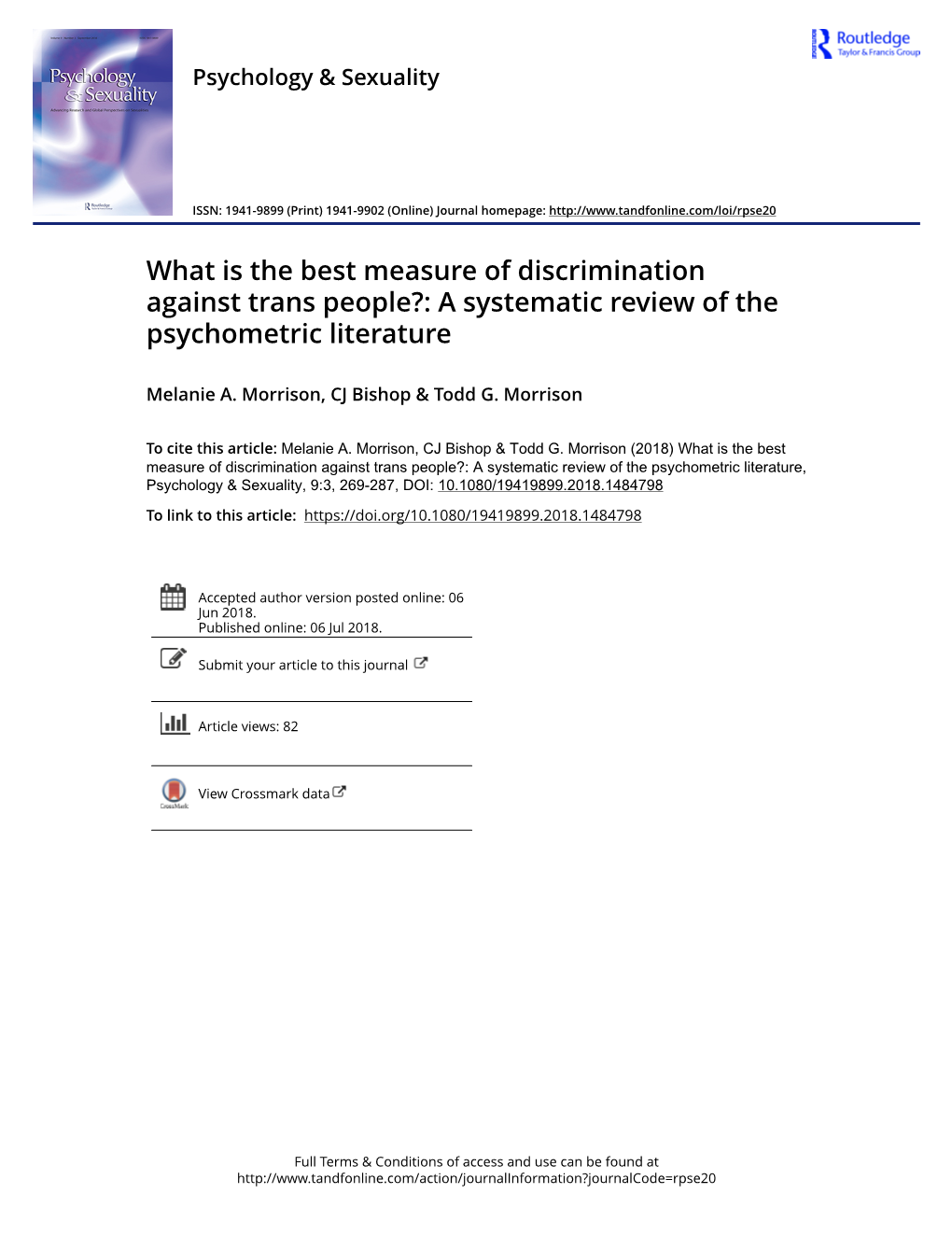 What Is the Best Measure of Discrimination Against Trans People?: a Systematic Review of the Psychometric Literature