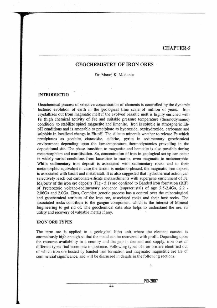 Chapter-5 Geochemistry of Iron Ores