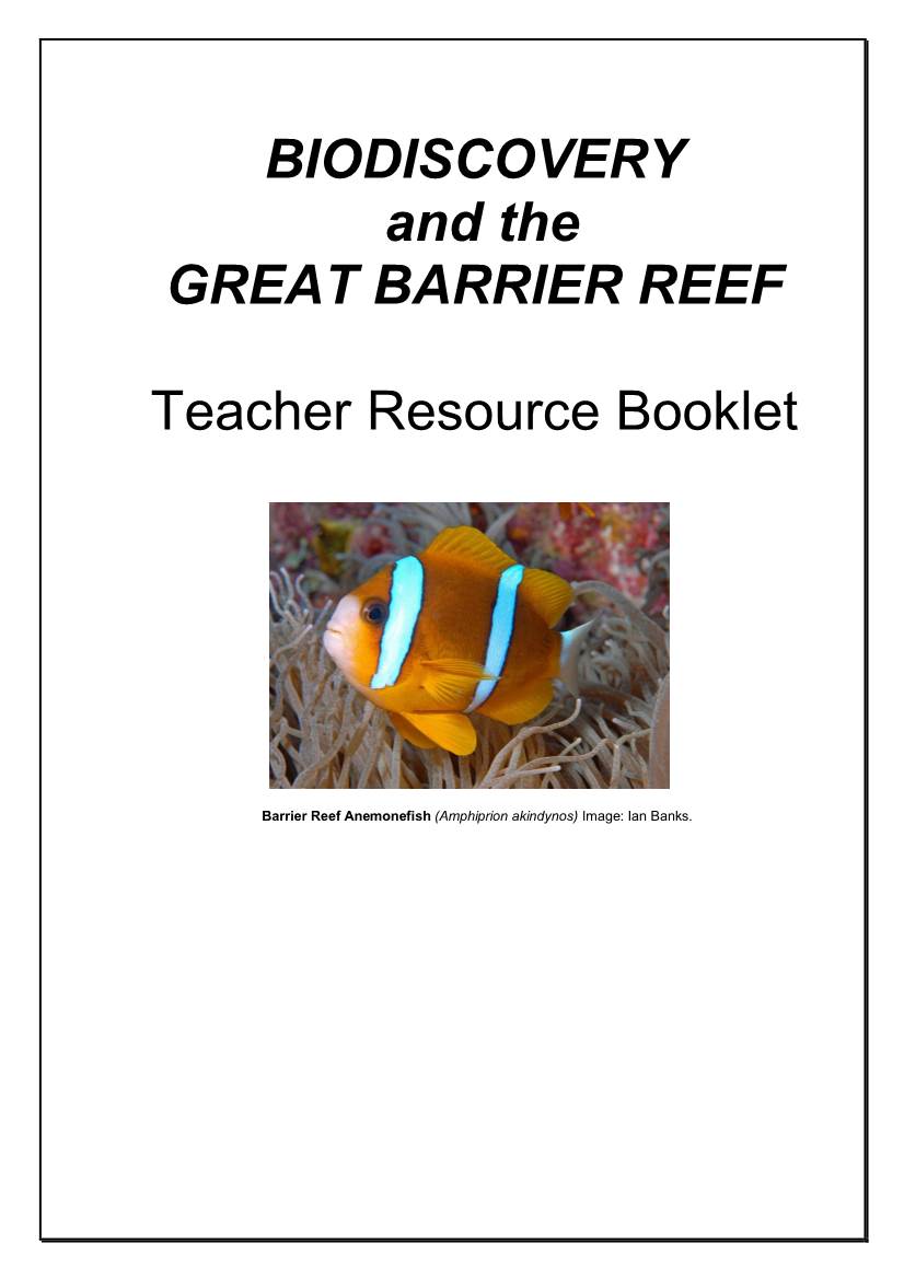 BIODISCOVERY and the GREAT BARRIER REEF Teacher Resource