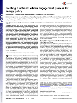 Creating a National Citizen Engagement Process for Energy Policy