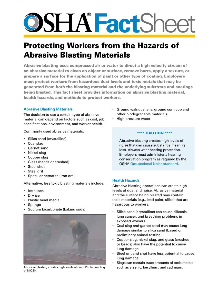 Protecting Workers from the Hazards of Abrasive Blasting Materials