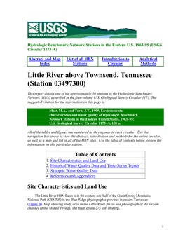 Little River Above Townsend, Tennessee (Station 03497300)