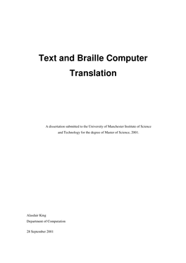 Text and Braille Computer Translation