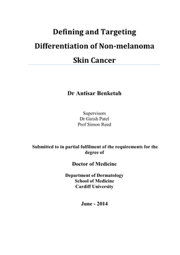 Defining and Targeting Differentiation of Non-Melanoma Skin Cancer