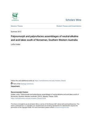 Palynomorph and Palynofacies Assemblages of Neutral-Alkaline and Acid Lakes South of Norseman, Southern Western Australia