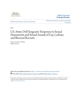 U.S. Army Drill Sergeants' Response to Sexual Harassment and Sexual Assault of Gay, Lesbian, and Bisexual Recruits Marin Vesselinov Nikolov Walden University