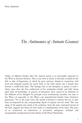 The Antinomies of Antonio Gramsci