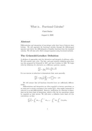 What Is... Fractional Calculus?