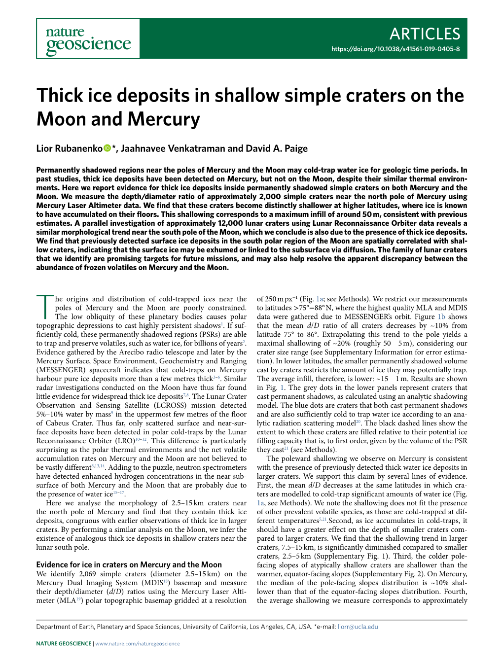 Thick Ice Deposits in Shallow Simple Craters on the Moon and Mercury