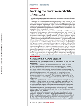 Systems Biology: Tracking the Protein–Metabolite Interactome