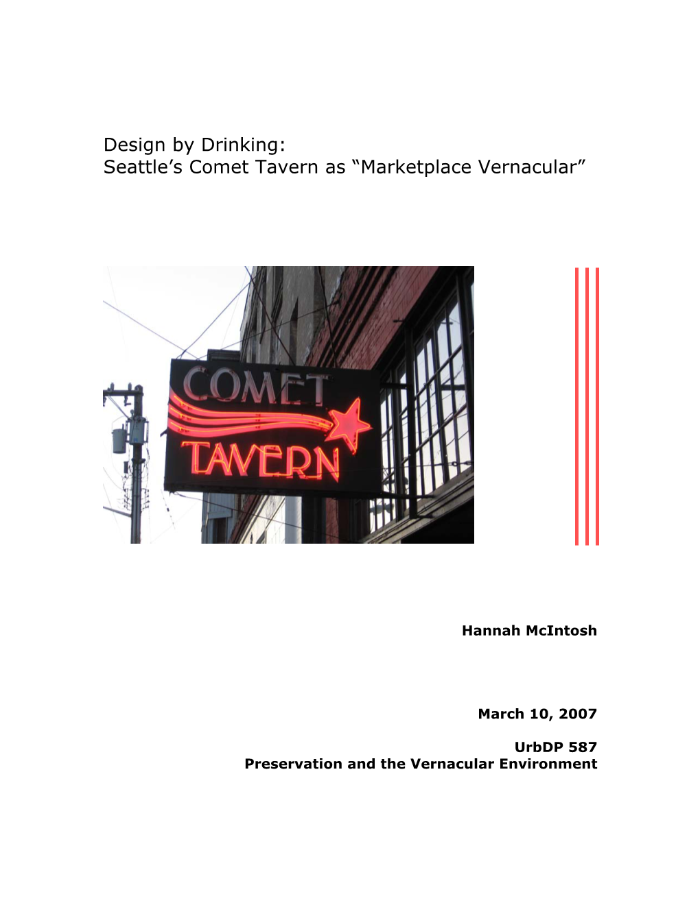 Design by Drinking: Seattle's Comet Tavern As “Marketplace Vernacular”
