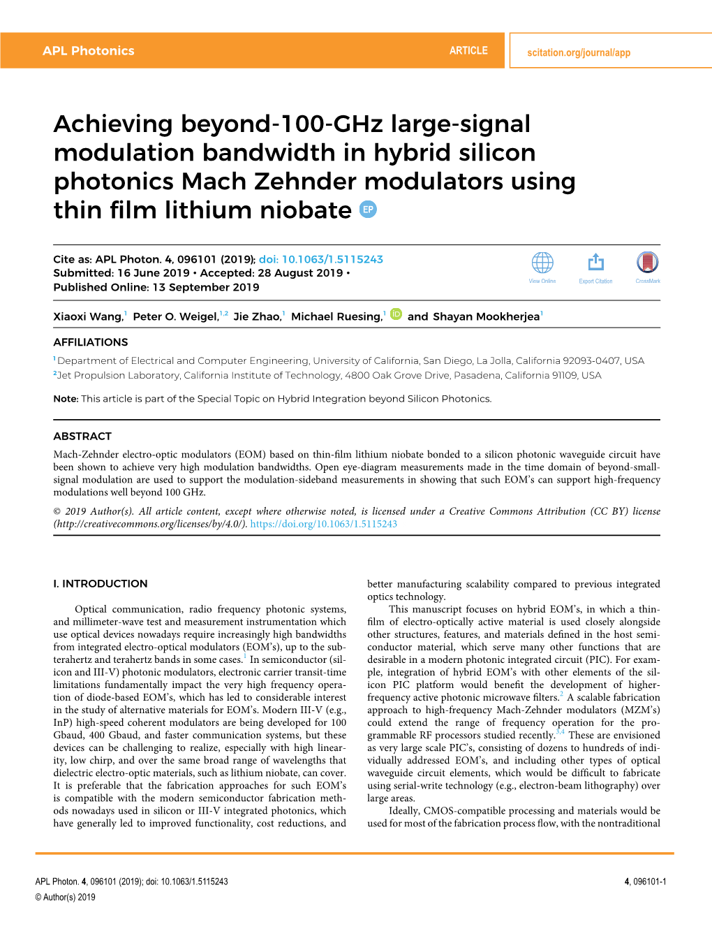 Achieving Beyond-100-Ghz Large-Signal Modulation Bandwidth in Hybrid Silicon Photonics Mach Zehnder Modulators Using Thin Flm Lithium Niobate