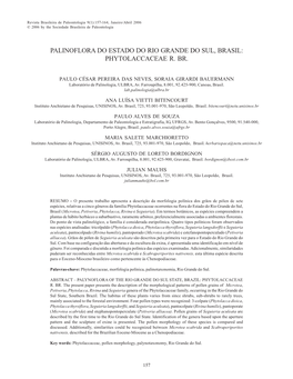 Palinoflora Do Estado Do Rio Grande Do Sul, Brasil: Phytolaccaceae R. Br