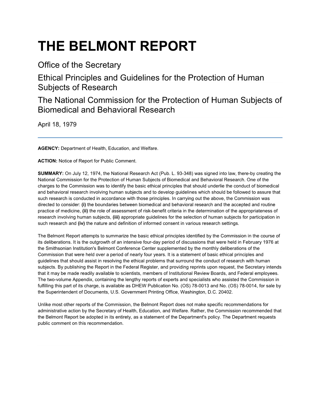 The Belmont Report