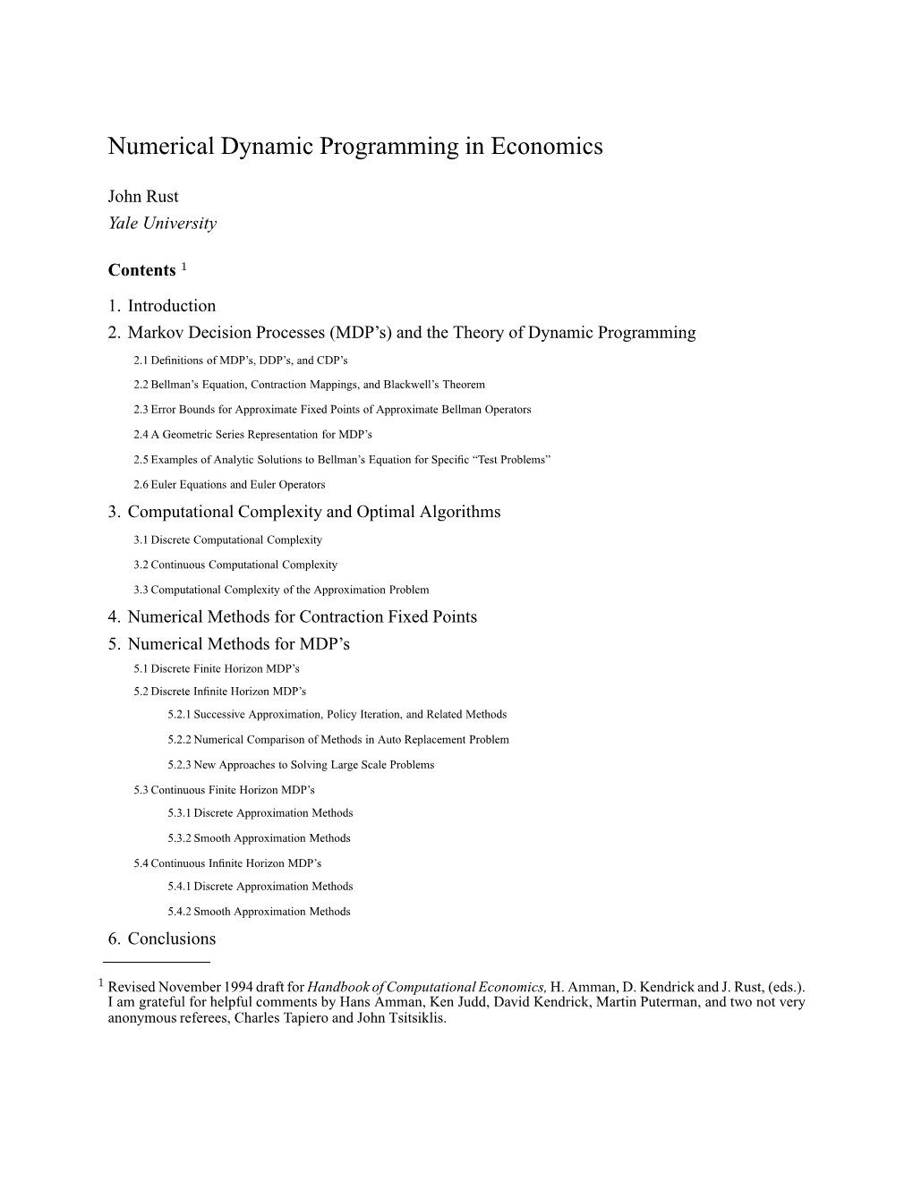 Numerical Dynamic Programming in Economics