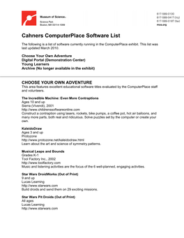 Cahners Computerplace Software List