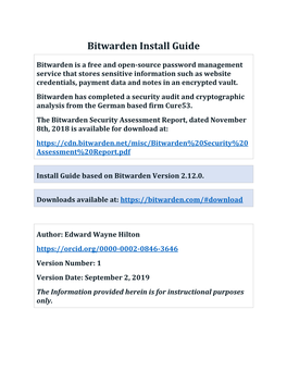 Bitwarden Install Guide