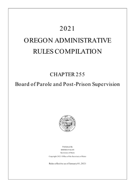 2021 Oregon Administrative Rules Compilation