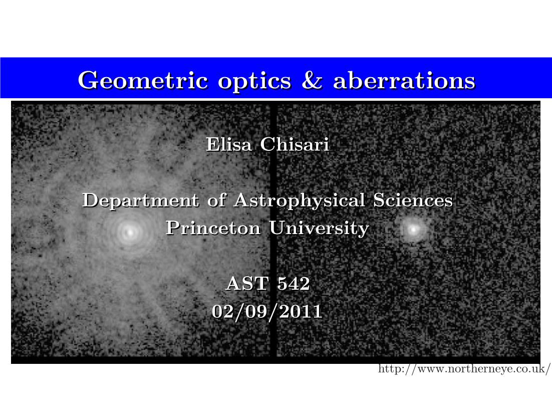 Geometric Optics & Aberrations