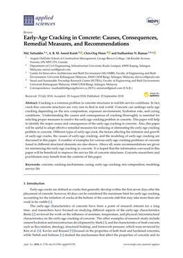 Early-Age Cracking in Concrete: Causes, Consequences, Remedial Measures, and Recommendations