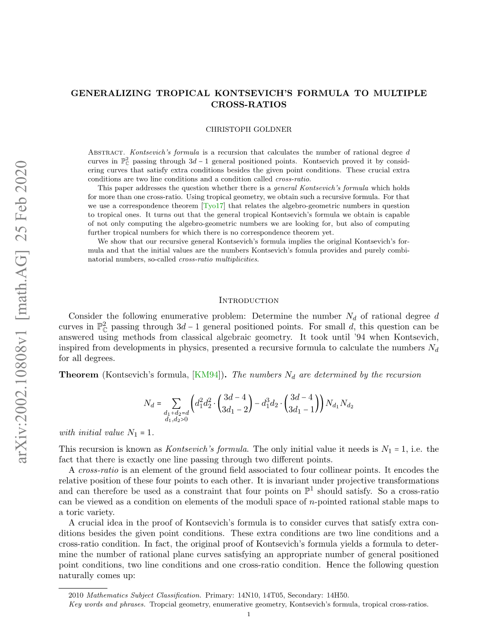 Generalizing Tropical Kontsevich's Formula to Multiple Cross-Ratios