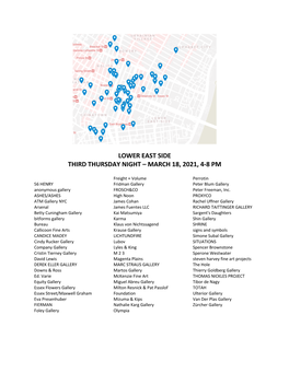 Lower East Side Third Thursday Night – March 18, 2021, 4-8 Pm